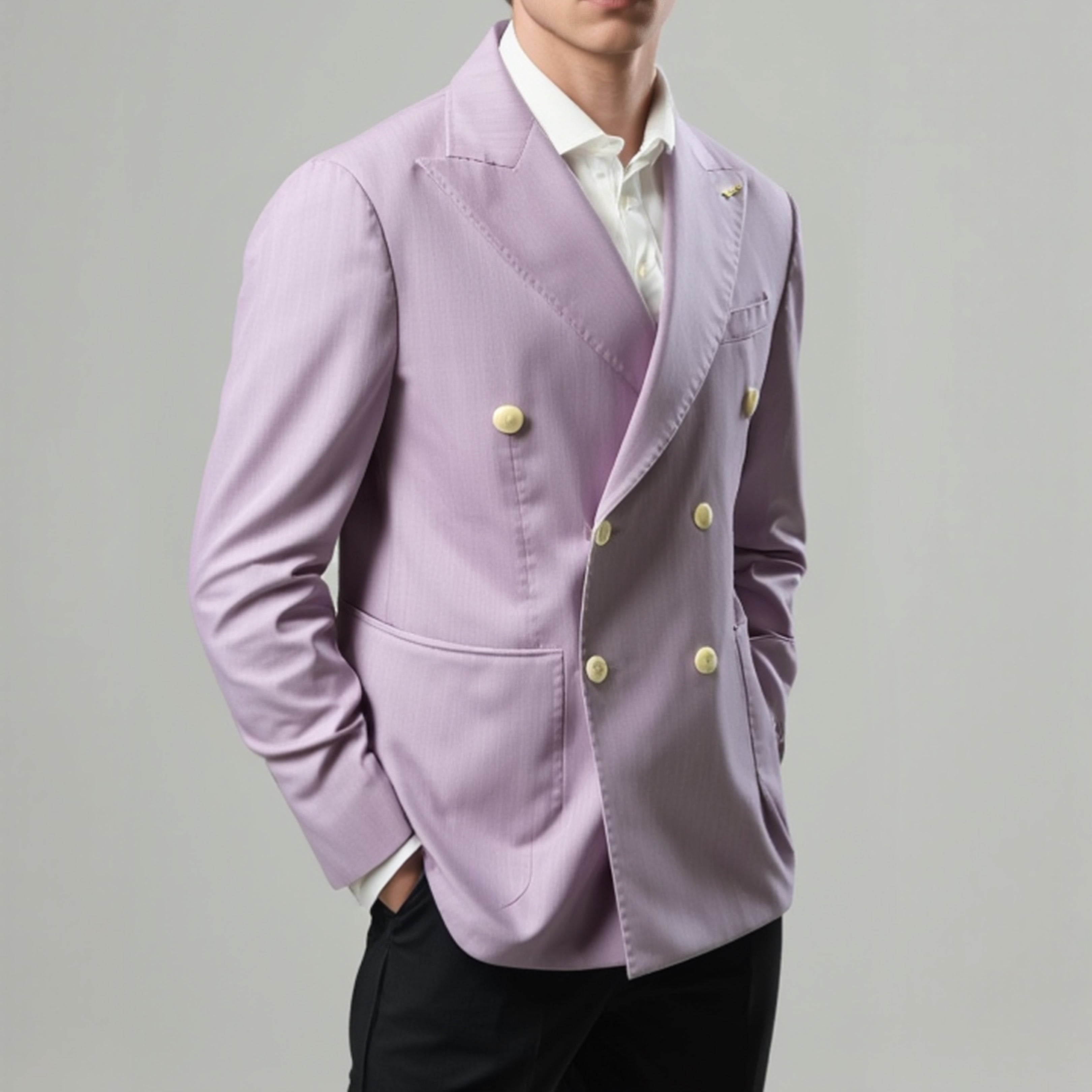 Completo Giacca e Pantalone rosa salmone bottoni incrociati | Guarinucci Napoli