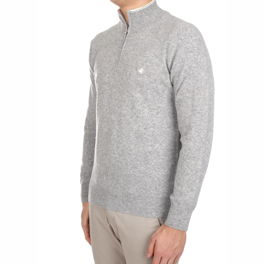 Maglione pura lana quarter zip | Brooksfield