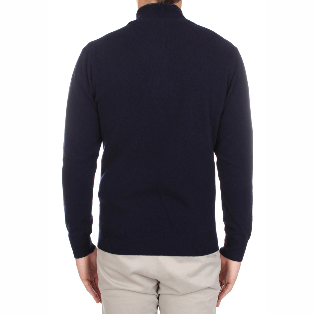 Maglione pura lana quarter zip navy | Brooksfield