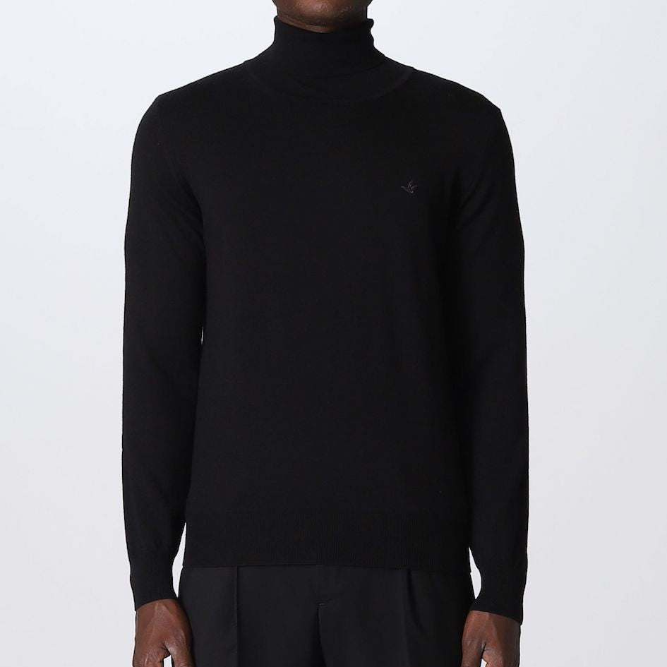 Maglione girocollo pura lana nero | Brooksfield